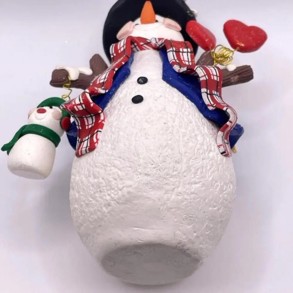 Snowman And Baby Polymer Clay Christmas‎ Ornament 5.75